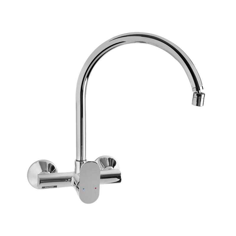 Kitchen Mixer (Wall Mounted) High Neck Spout with Revolving Aerator